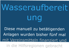 Wasseraufbereitung Diese manuell zu betätigenden Anlagen wurden bisher fünf mal mit Vereinsmitteln finanziert und in die Hilfsregionen gebracht